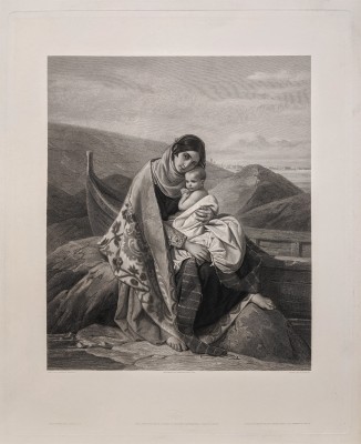 EDUARD MANDEL 1810 – Berlin – 1882 The Widow – La Vedova (after LOUIS LÉOPOLD ROBERT) 1845 etching and engraving on chine collé; plate 478 x 387 mm (18 13/16 x 15 1/4 inches) Andresen (Handbuch) 9 third (final) state; Apell 20 final state