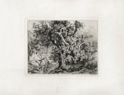 FRIEDRICH PRELLER1804 Eisenach – Weimar 1878 Large Oak Tree in the Woods of Ilmenau with a Wooden Foot Bridge over a Stream – Große Eiche bei Ilmenau, mit einer Holzbrücke über einen Bach