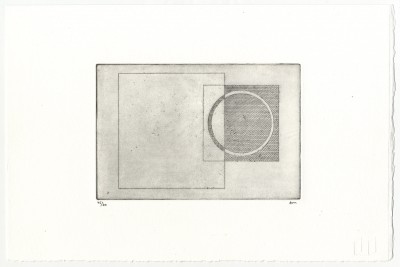 ALEXANDER MASSOURAS Is it Possible to Have a Hole Within a Hole? 2013 etching; sheet: 7 3/8 x 11 inches; plate: 3 7/8 x 5 7/8 inches edition of 60 from the series 'A Trip Down in the book 'Above and Below' (2013)