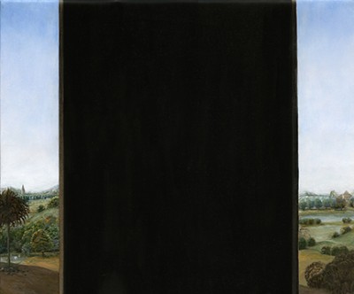 JEN MAZZA The object removed (landscape after Memling), 2009 oil on linen; 12 x 14 inches