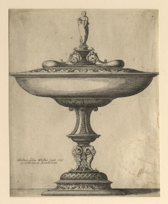 Wenzel Hollar 1607 Prague – London 1677 Ornate Goblet on Feet of Masks, 1646 From the Series of ten etchings „Ornamental Designs“, after Hans Holbein, 1645-1649 etching, 161 x 129 mm New Hollstein 825 (with wrong date)