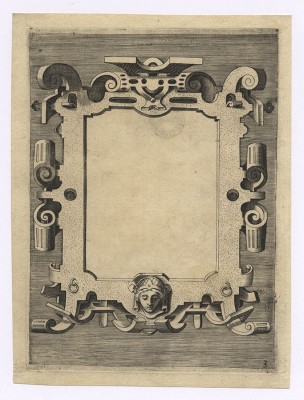 ITALIAN Plate no. 3 from a set of Thirteen Scrollwork and Strapwork Ornaments (after VREDEMAN DE VRIES) ca. 1573 engravings; each ca. 184 x 135 mm (7 1/4 x 5 3/8 inches) Hollstein (Vredeman de Vries) 14–26 copies I WATERMARK shield with star PROVENANCE Charles Naudet, Paris (Lugt 1937) Musée d’art et d’industrie, Lyon (cf. Lugt 1699) LITERATURE Elizabeth Miller, 16th-Century Italian Ornament Prints in the Victoria and Albert Museum, London 1999, cat. no. 5