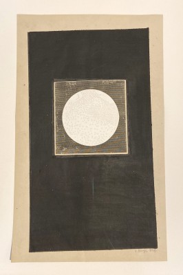 Untitled 2018 collage of a letterpress print, on top of a found print, on top of black gesso painted on top of a page from Appleton’s Journal