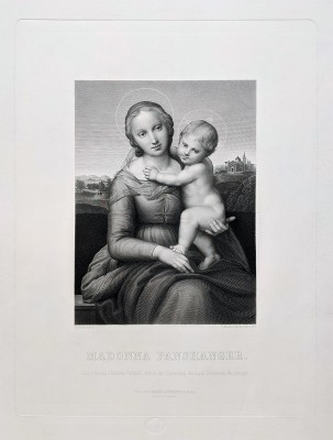 The Small Cowper Madonna – Madonna Panshanger (after RAPHAEL) 1871 engraving on wove paper; plate 432 x 326 mm (17 x 12 13/16 inches) Apell 4 final state